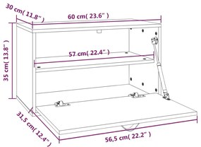 Ντουλάπι Τοίχου Καφέ Μελί 60 x 30 x 35 εκ από Μασίφ Ξύλο Πεύκου - Καφέ