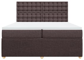 Κρεβάτι Boxspring με Στρώμα Σκούρο Καφέ 200x200 εκ. Υφασμάτινο - Καφέ