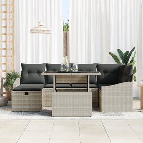vidaXL Σετ Καναπέ 7 Τεμαχίων με Μαξιλάρια Ανοιχτό Γκρι Πολυρατάν