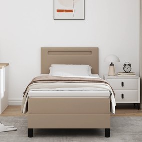 vidaXL Κρεβάτι Box Spring με Στρώμα σε Καπουτσίνο, 100 x 200 εκ, Ψεύτικο Δέρμα