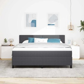 vidaXL LED Κρεβάτι με βάθρο Σκούρο Γκρι και Λευκό 180 x 200 cm