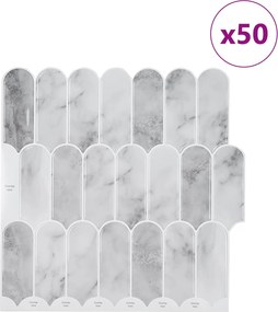 vidaXL Πλακάκι Φτερού 50 τεμ. Γκρι Μάρμαρο 30 x 30 cm