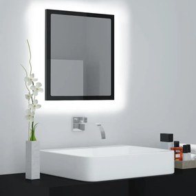 Καθρέφτης Μπάνιου με LED Γυαλ. Μαύρο 40x8,5x37 εκ. Ακρυλικός - Μαύρο