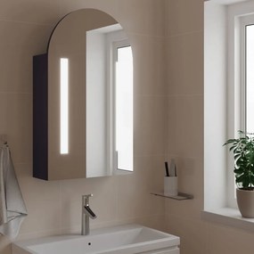 Καθρέφτης Μπάνιου με Ντουλάπι &amp; LED Αψίδα Γκρι 42x13x70 εκ.