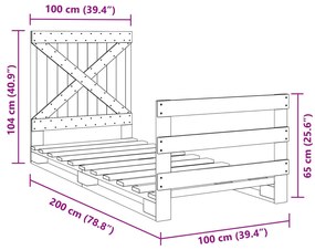 ΠΛΑΙΣΙΟ ΚΡΕΒΑΤΙΟΥ ΜΕ ΚΕΦΑΛΑΡΙ 100 X 200ΕΚ. ΜΑΣΙΦ ΞΥΛΟ ΠΕΥΚΟΥ 3281575