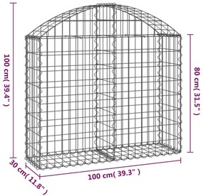 vidaXL Συρματοκιβώτιο Τοξωτό 100x30x80/100εκ. από Γαλβανισμένο Χάλυβα