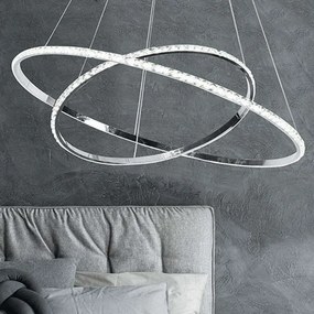 Φωτιστικό Οροφής Lux 2420 Φ60x30/110cm 60W Chrome Sikrea Crystal, Metal