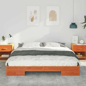 vidaXL Κρεβάτι δαπέδου Καφέ 200 x 200 cm Μασίφ ξύλο πεύκου