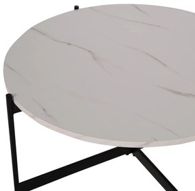 ΣΕΤ 2ΤΜΧ ΤΡΑΠΕΖΙΑ ΣΑΛΟΝΙΟΥ RONDA HM21089.04 MDF ΛΕΥΚΟ ΜΑΡΜΑΡΟ Φ80εκ &amp; Φ50εκ (1 Τεμμάχια)