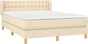 vidaXL Κρεβάτι Boxspring με Στρώμα Κρεμ 140x200 εκ. Υφασμάτινο