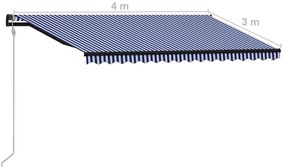 Τέντα Συρόμενη Αυτόματη Μπλε / Λευκό 400 x 300 εκ. - Μπλε