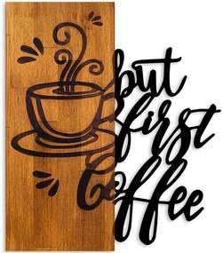 Διακοσμητικό Τοίχου Coffee First 899SKL2684 50x3x58cm Walnut-Black Wallity Μέταλλο,Ξύλο
