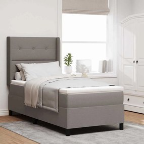 vidaXL LED Κρεβάτι με βάθρο με στρώμα Taupe 90 x 200 cm ύφασμα