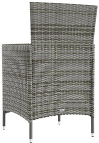 vidaXL Τραπεζαρία Εξωτ. Χώρου Σετ 3 τεμ. Γκρι Συνθ. Ρατάν με Μαξιλάρια