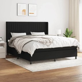 Κρεβάτι Boxspring με Στρώμα Μαύρο 160x200 εκ. Υφασμάτινο