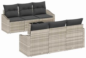 vidaXL Σετ Καναπέ Κήπου με μαξιλάρι 7 pcs Ανοιχτό γκρι 55 x 55 x 37 εκ