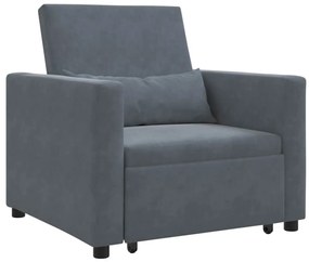 vidaXL Μονός καναπές-κρεβάτι Σκούρο γκρι 90 x 165 x 87 εκ. Βελούδο