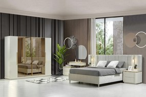 Stewehome ΣΣετ Υπνοδωματίου Λευκό χρυσός με Πολυτέλεια 7τμχ 200x257x218 cm