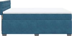 vidaXL Κρεβάτι Boxspring με Στρώμα Μπλε 160x200 εκ. Βελούδινο