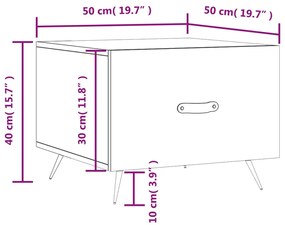 Τραπεζάκι Σαλονιού Καπνιστή Δρυς 50x50x40 εκ. Επεξεργασμ. Ξύλο - Καφέ