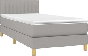 vidaXL Κρεβάτι Boxspring με Στρώμα Ανοιχτό Γκρι 100x200 εκ. Υφασμάτινο