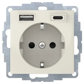 Πρίζα Σούκο με 2xUSB A+C Μπεζ Berker S.1 48048982 Hager-48048982-Μπεζ 48048982