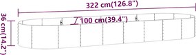 vidaXL Ζαρντινιέρα Ανθρακί 322x100x36εκ Γαλβανισμένος χάλυβας