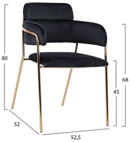 ΠΟΛΥΘΡΟΝΑΚΙ KELSO HM8521.04 ΒΕΛΟΥΔΟ ΜΑΥΡΟ &amp; ΕΠΙΧΡΥΣΟ ΠΟΔΙ 52,5x52x80Υ εκ.