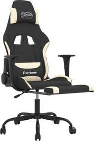 vidaXL Καρέκλα Gaming Μαύρο και κρεμ Ύφασμα με Υποπόδιο