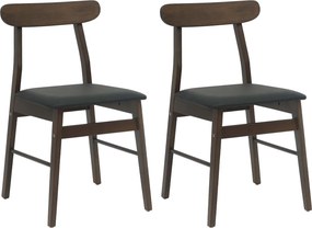 vidaXL Καρέκλα τραπεζαρίας 2 pcs Σκούρο Καφέ και Μαύρο