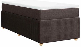 vidaXL Κρεβάτι Boxspring με Στρώμα Σκούρο Καφέ 90x190 εκ. Υφασμάτινο
