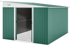 Outsunny Μεταλλικό Αποθηκευτικό Στέγαστρο Εργαλείων Επικλινής Στέγη Κλειδούμενες Διπλές Πόρτες 2,8 x 3,45 x 2,01m Πράσινο