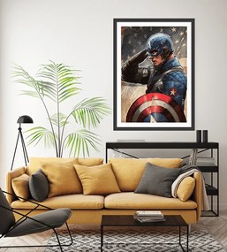 Πόστερ &amp;  Κάδρο Captain America MV023 30x40cm Μαύρο Ξύλινο Κάδρο (με πόστερ)