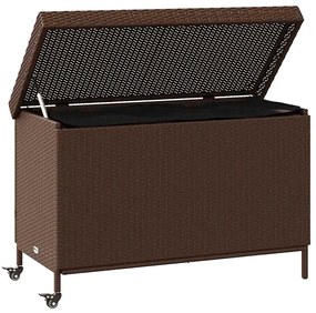 vidaXL Κουτί Αποθήκευσης Κήπου με Ρόδες 110x55x73 εκ. Συνθετικό Ρατάν