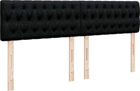 vidaXL Κρεβάτι Boxspring με Στρώμα Μαύρο 200x200 εκ. Υφασμάτινο