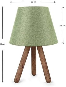 Φωτιστικό επιτραπέζιο Lander Megapap ύφασμα/Pvc/ξύλο χρώμα κυπαρισσί/καφέ 22x17x32εκ.