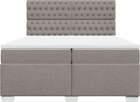 vidaXL Κρεβάτι Boxspring με Στρώμα Taupe 200x200 εκ. Υφασμάτινο