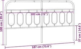 vidaXL Ανταλλακτικό κεφαλάρι Μαύρο 183 εκ. Μεταλλικό