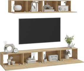 vidaXL Σετ Επίπλων Τηλεόρασης 4 Τεμαχίων Sonoma Δρυς Επεξ. Ξύλο