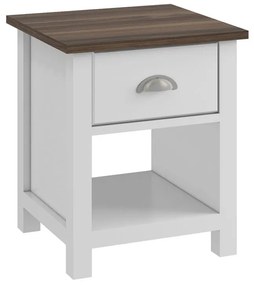 WOODWELL Ε740,3LUXOR Κομοδίνο Απόχρωση Καρυδί - Άσπρο 45x40x50cm Ε740,3
