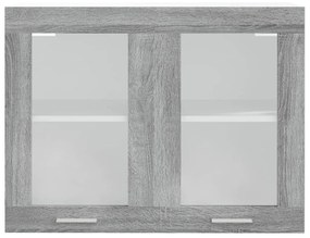 vidaXL Κρεμαστό Ντουλάπι Γυάλινο Γκρι Sonoma 80x31x60 εκ. Επεξ. Ξύλο