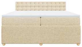 Κρεβάτι Boxspring με Στρώμα Κρεμ 200x200 εκ. Υφασμάτινο - Κρεμ