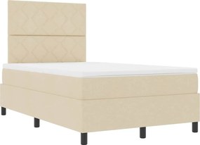 vidaXL Κρεβάτι με ελατήρια με στρώμα Κρεμ 120 x 190 cm ύφασμα