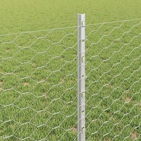 vidaXL Εξωτερική εξάγωνη περίφραξη με στήλη 25 x 0,8 m Ασημί Δίχτυ