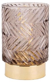 Κηροπήγιο Με Φωτισμό Led Zig Zag PT3689BR 8,5x13cm Brown Present Time Γυαλί