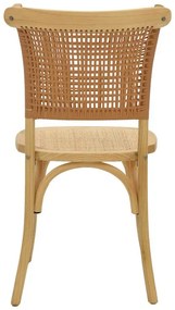 Καρέκλα Karley φυσικό ξύλο οξιάς-έδρα φυσικό rattan 48x52x89εκ