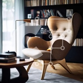 Intra Συλλεκτικό Ξύλινο Παζλ Plywood  4mm - Άνετο σαλόνι με μοντέρνα πολυθρόνα και ράφι Σε Ξύλινο Κουτί - Διαστάσεις Puzzle: 10x10 cm – 25 κομμάτια