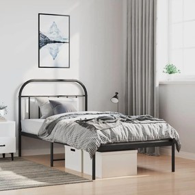 vidaXL Πλαίσιο Κρεβατιού με Κεφαλάρι Μαύρο 100 x 200 εκ. Μεταλλικό