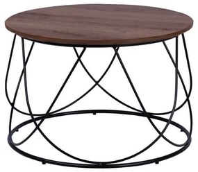 Τραπεζάκι Σαλονιού Black-Brown Φ60X40 HM8604 Mdf, Metal