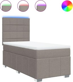 vidaXL Κρεβάτι Boxspring με Στρώμα Taupe 90x200 εκ. Υφασμάτινο